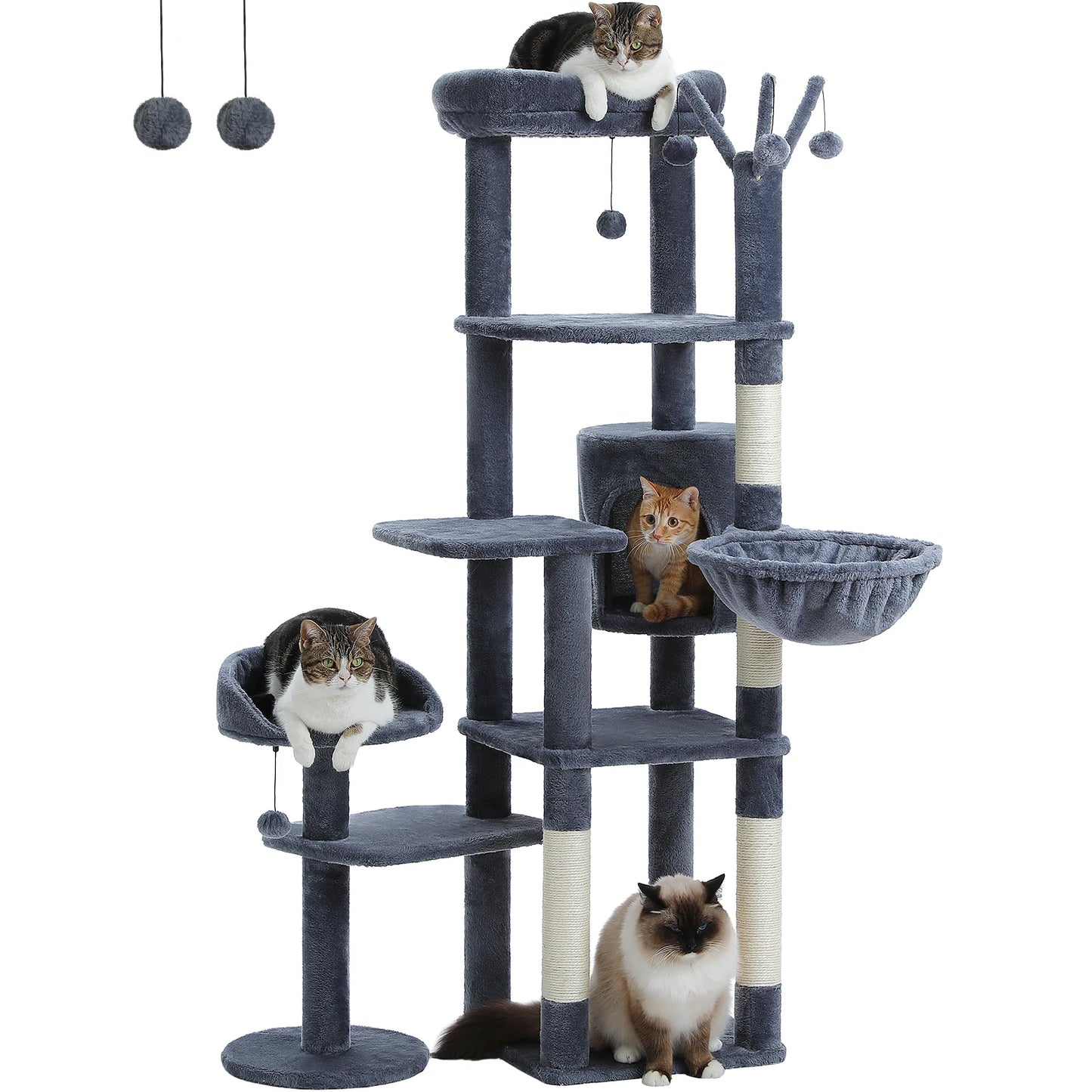 PEQULTICN 5-Tier Cat Tree With Scratching Posts And Hammock