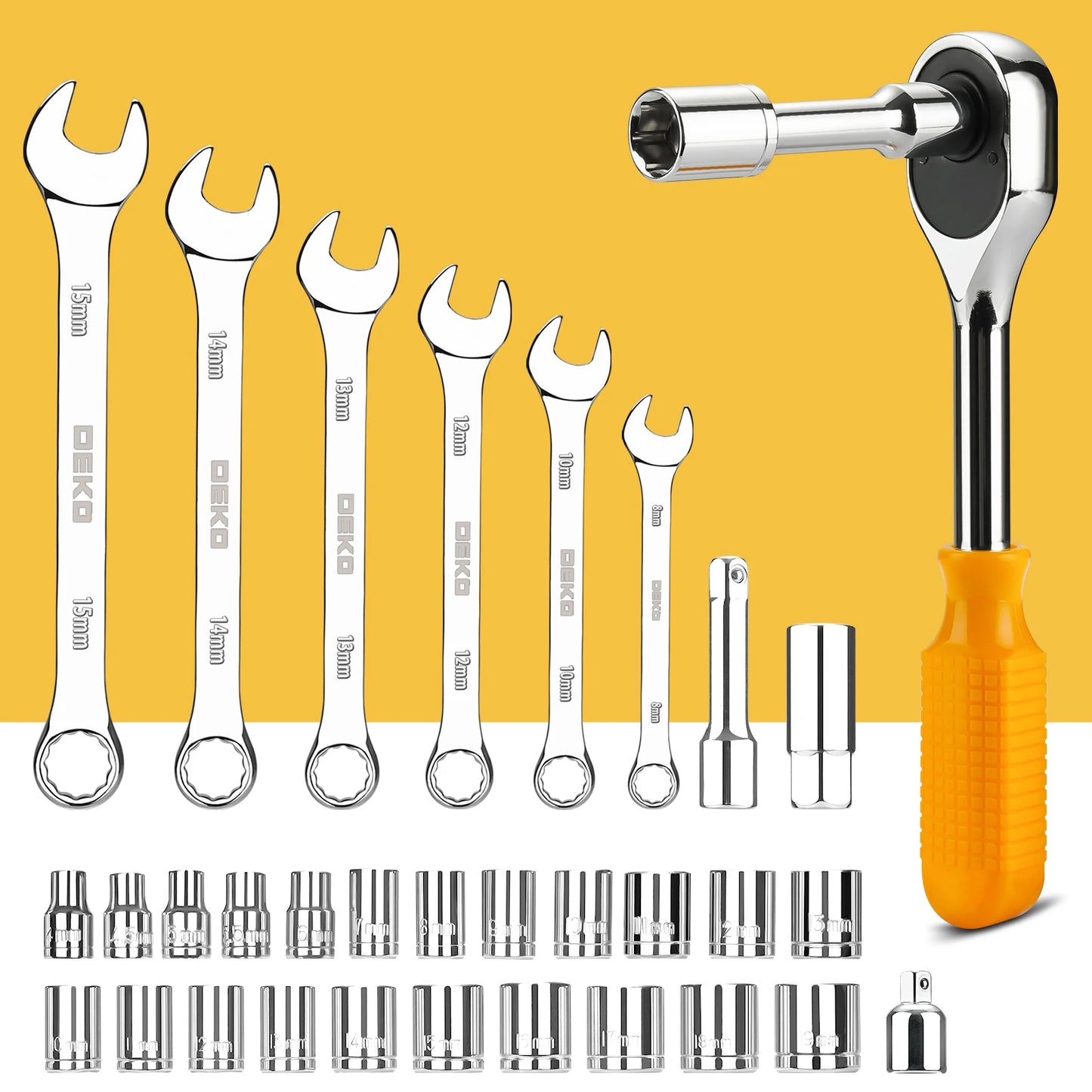 DEKOPRO 228 Piece Socket Wrench Auto Repair Tool Set Toolbox