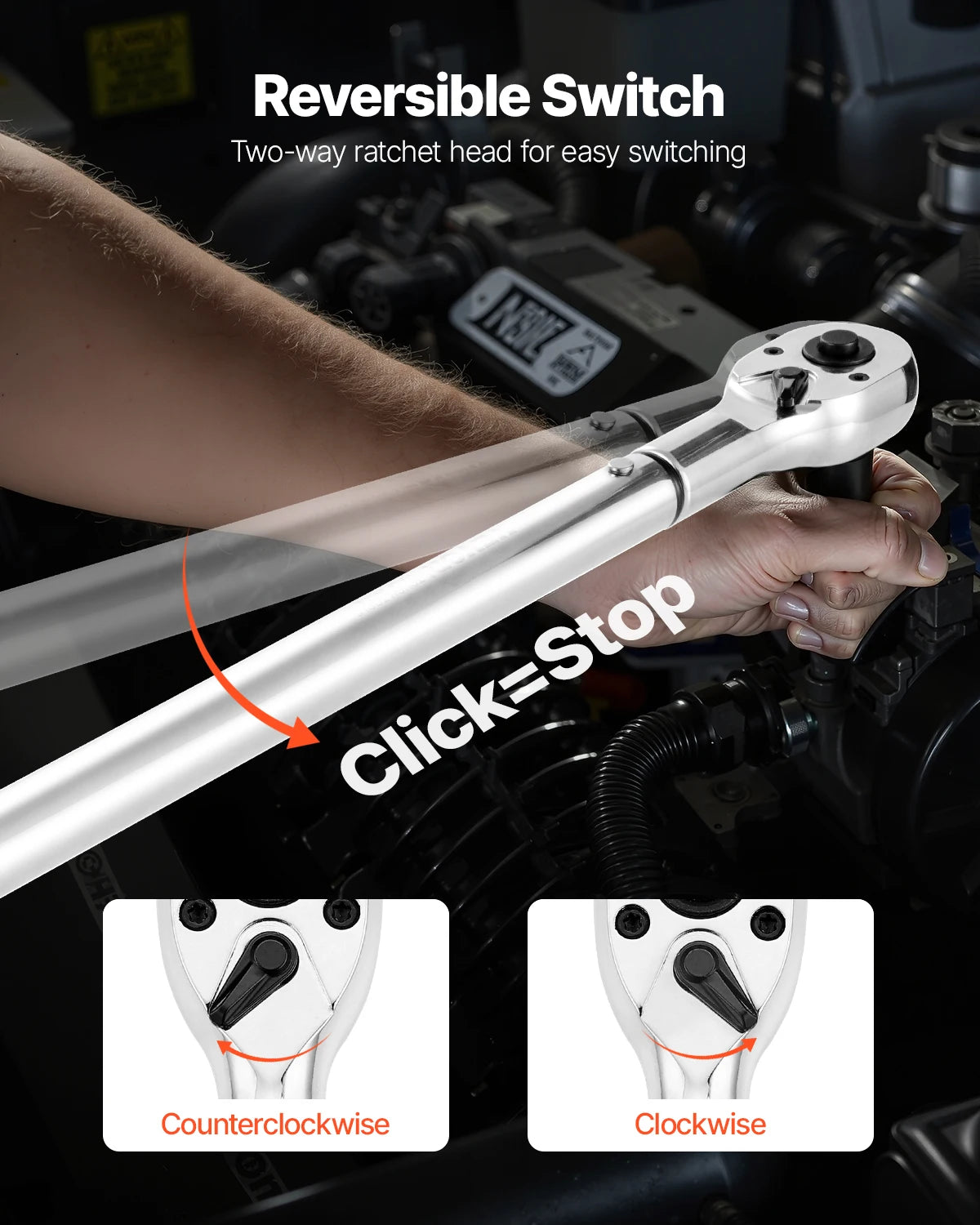VEVOR 3/4 Drive Click Torque Wrench 100 600 Lbf Ft