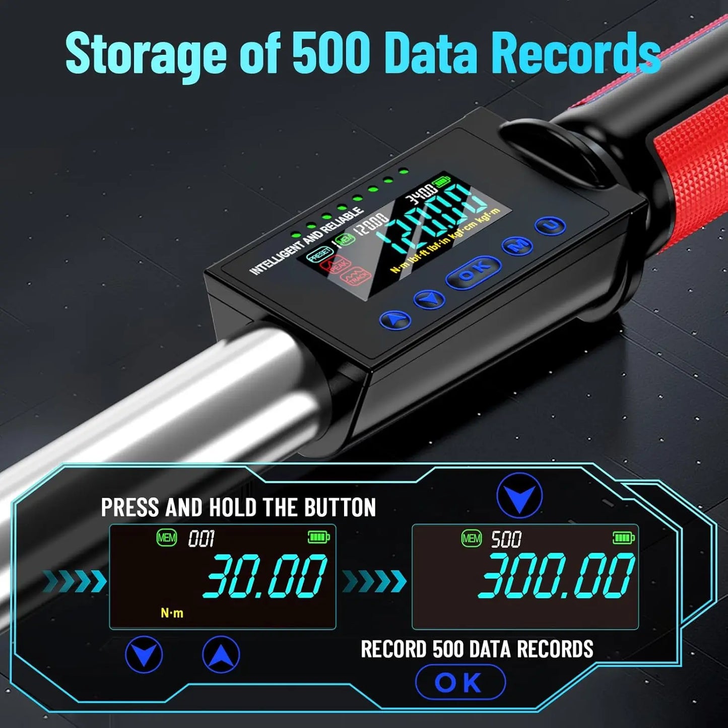 Seesii Digital Torque Wrench Half Inch Drive 340 Nm Adjustable 3 Modes