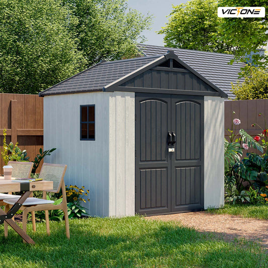 Victone Plastic Outdoor Storage Shed With Floor And Lockable Door