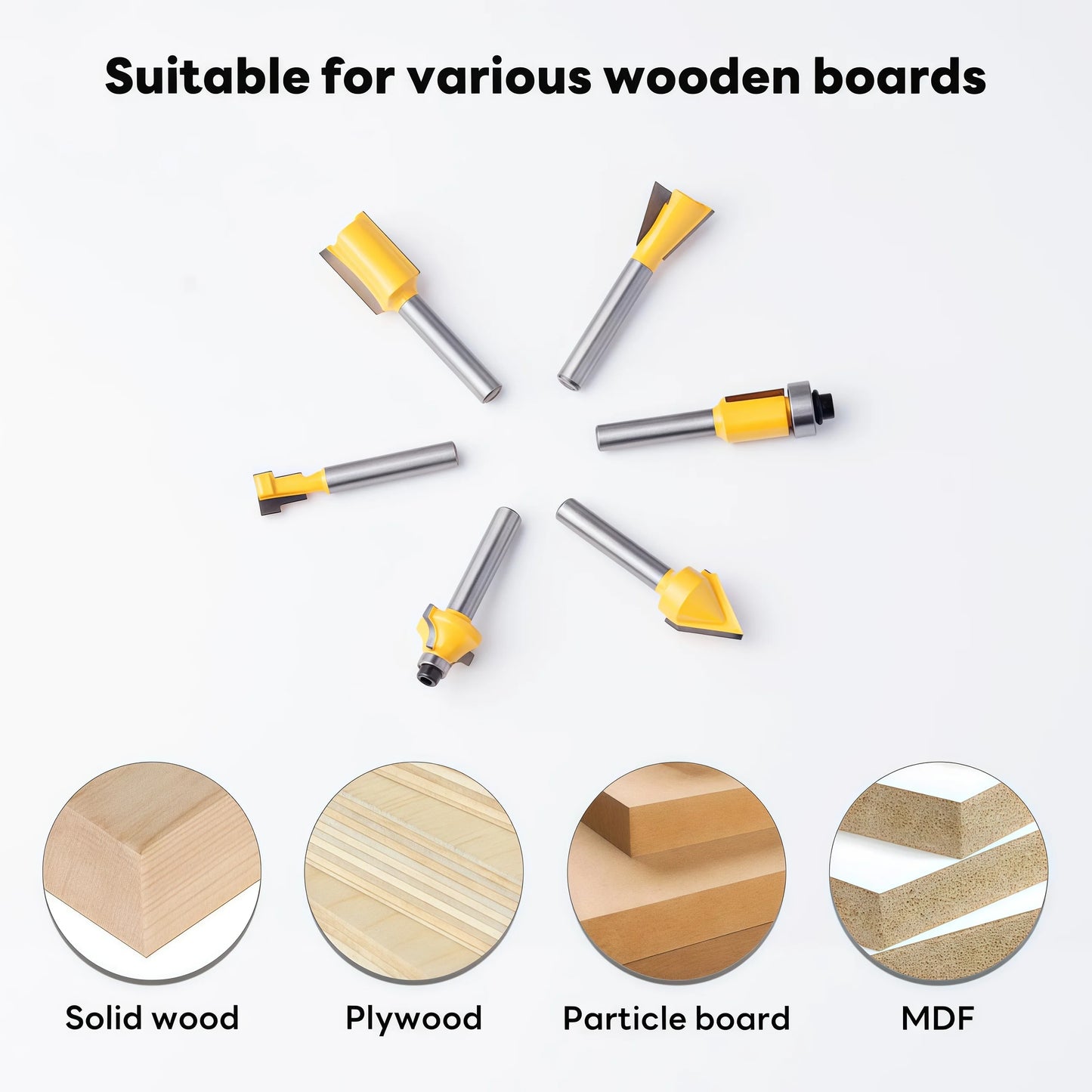 Allsome 100 Pieces Tungsten Carbide Woodworking Router Bit