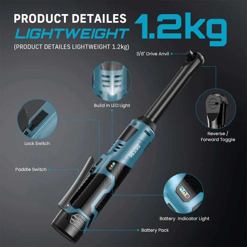 Seesii Cordless 12V Ratchet Wrench 55Nm With Dual Batteries