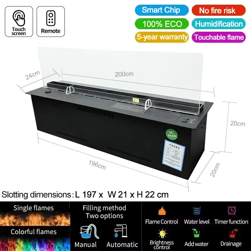 AFLYEVER Electric Steam Simulator Fireplace With Remote Wall Mount LED