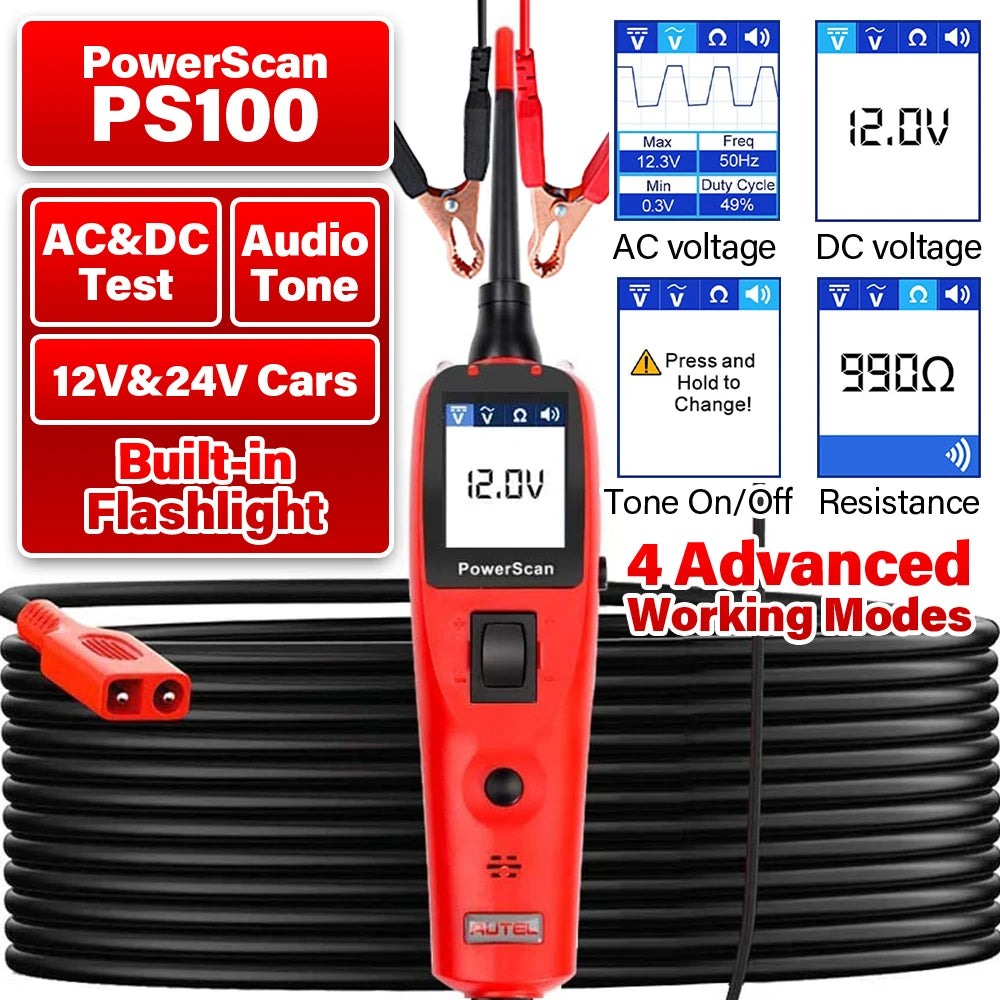 Autel PowerScan PS100 Automotive Circuit Tester With Built In Flashlight