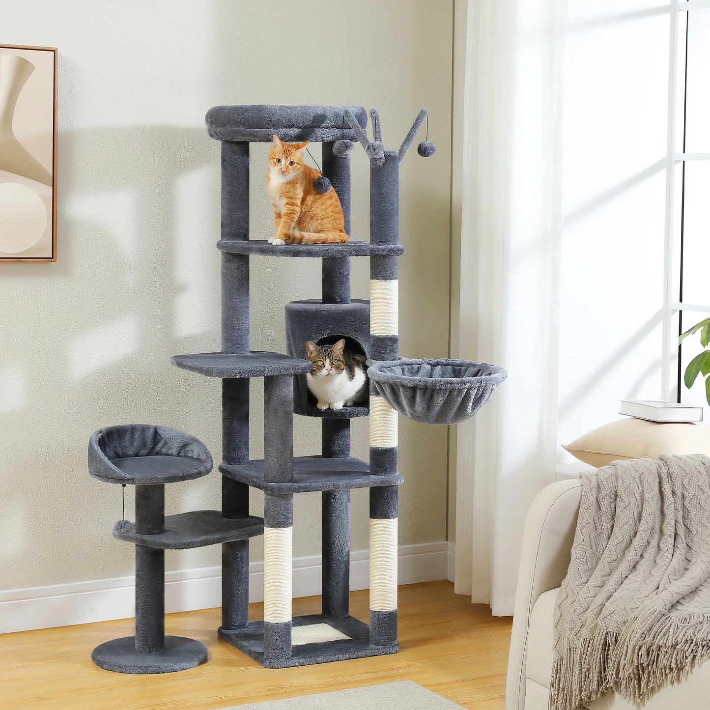 PEQULTICN 5-Tier Cat Tree With Scratching Posts And Hammock