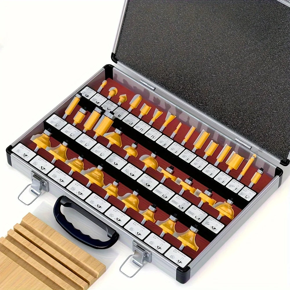 Carbide Tipped Router Bits Set 35 Pieces Premium Woodworking