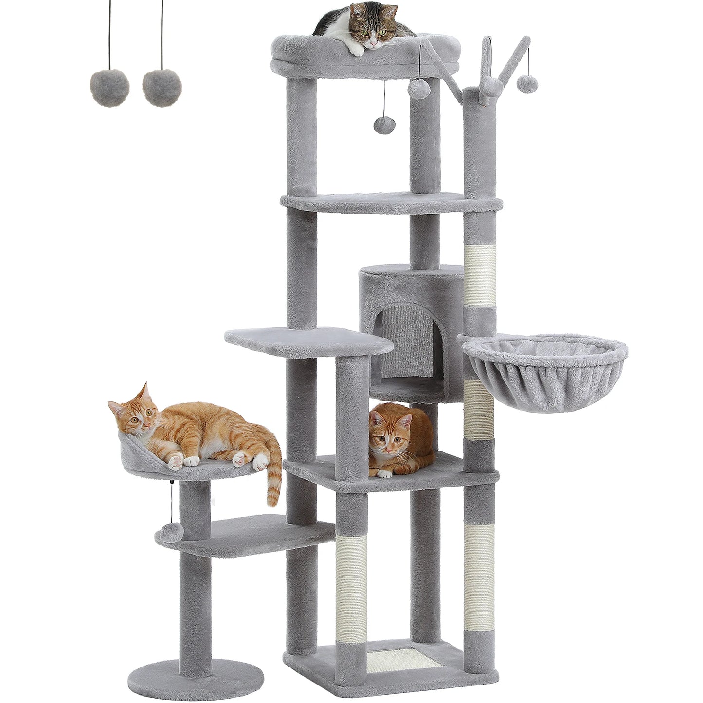 PEQULTICN 5-Tier Cat Tree With Scratching Posts And Hammock