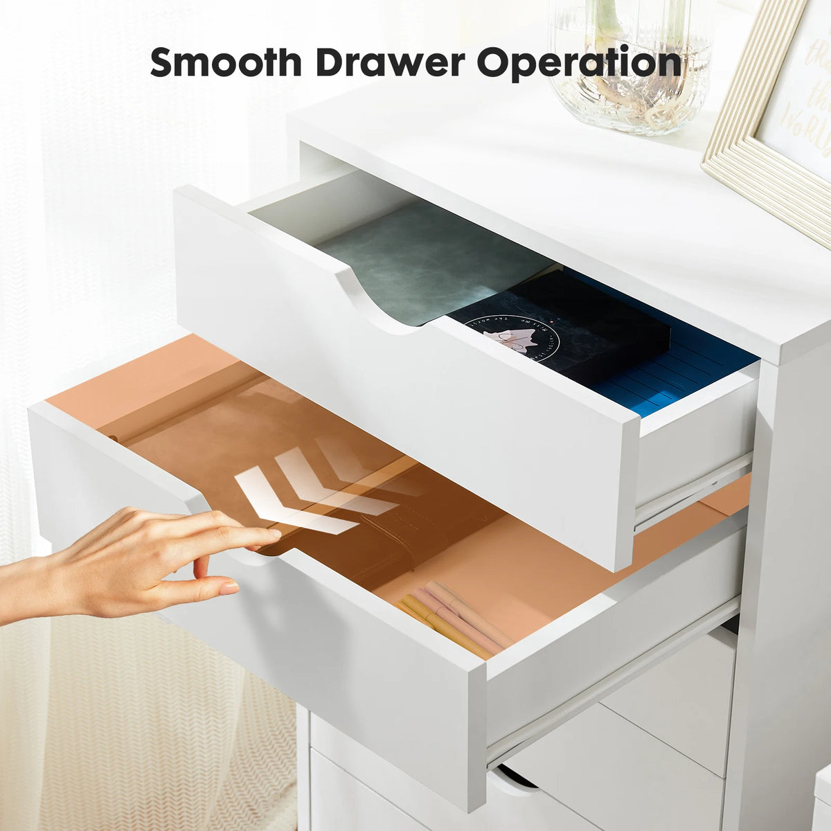 JHK Rolling Storage Cabinet with Drawers for Bedroom and Office