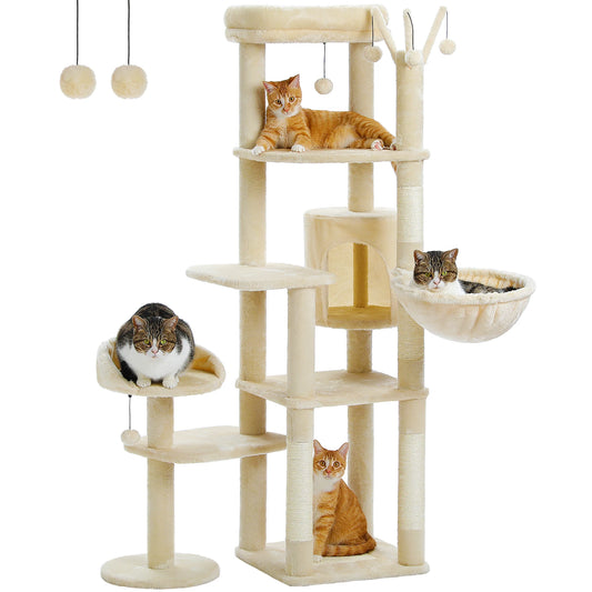PEQULTICN 5-Tier Cat Tree With Scratching Posts And Hammock