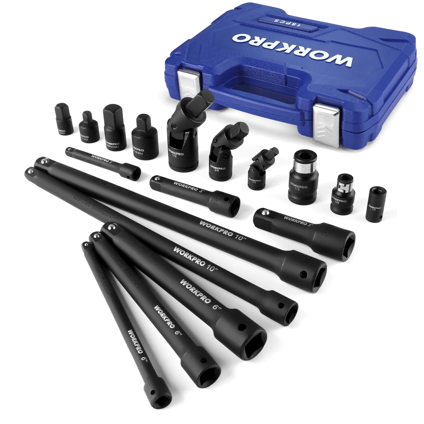 WORKPRO 18Piece Drive Tool Accessory Set with Sockets and Joints