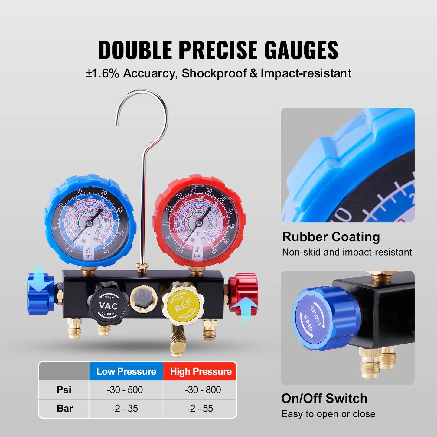 SucceBuy 4 Way AC Manifold Gauge Set R134A R22 R12