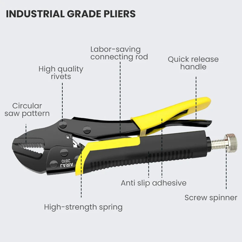 Airaj Locking Pliers Set Quick Release Curved Mouth Powerful