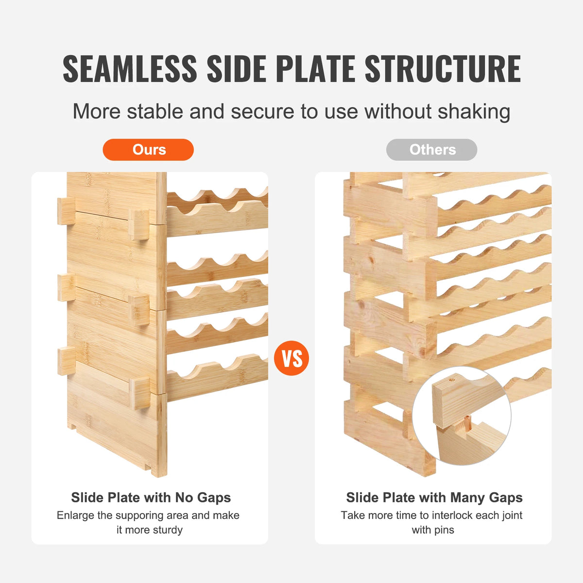 SucceBuy Stackable Bamboo Wine Rack Modular Freestanding Bottle Storage Display