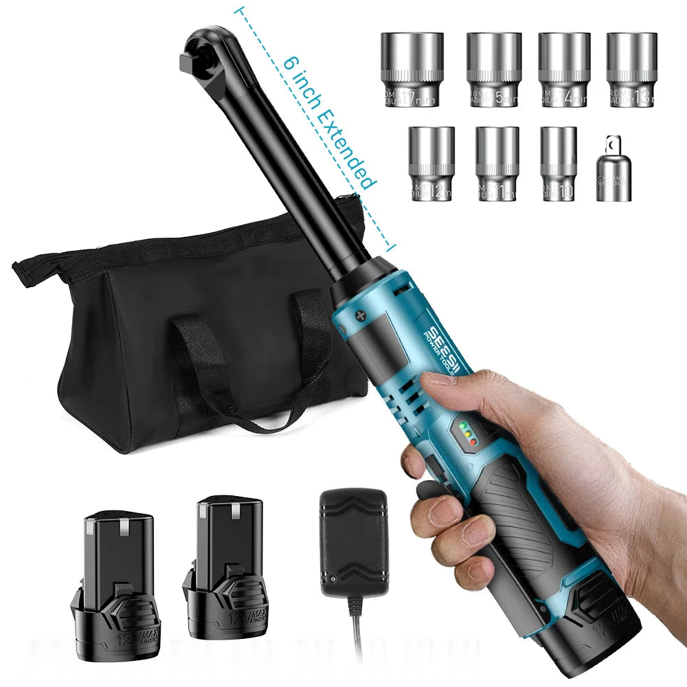 Seesii Cordless 12V Ratchet Wrench 55Nm With Dual Batteries