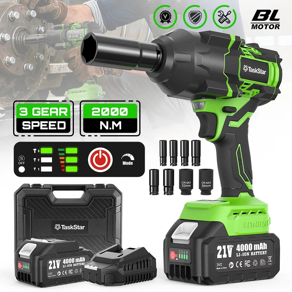 TaskStar Brushless Impact Wrench Cordless For Makita 18V Battery