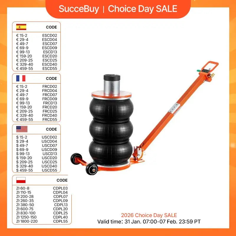 Succebuy Pneumatic Air Jack With Heightened Column And Rubber Pad