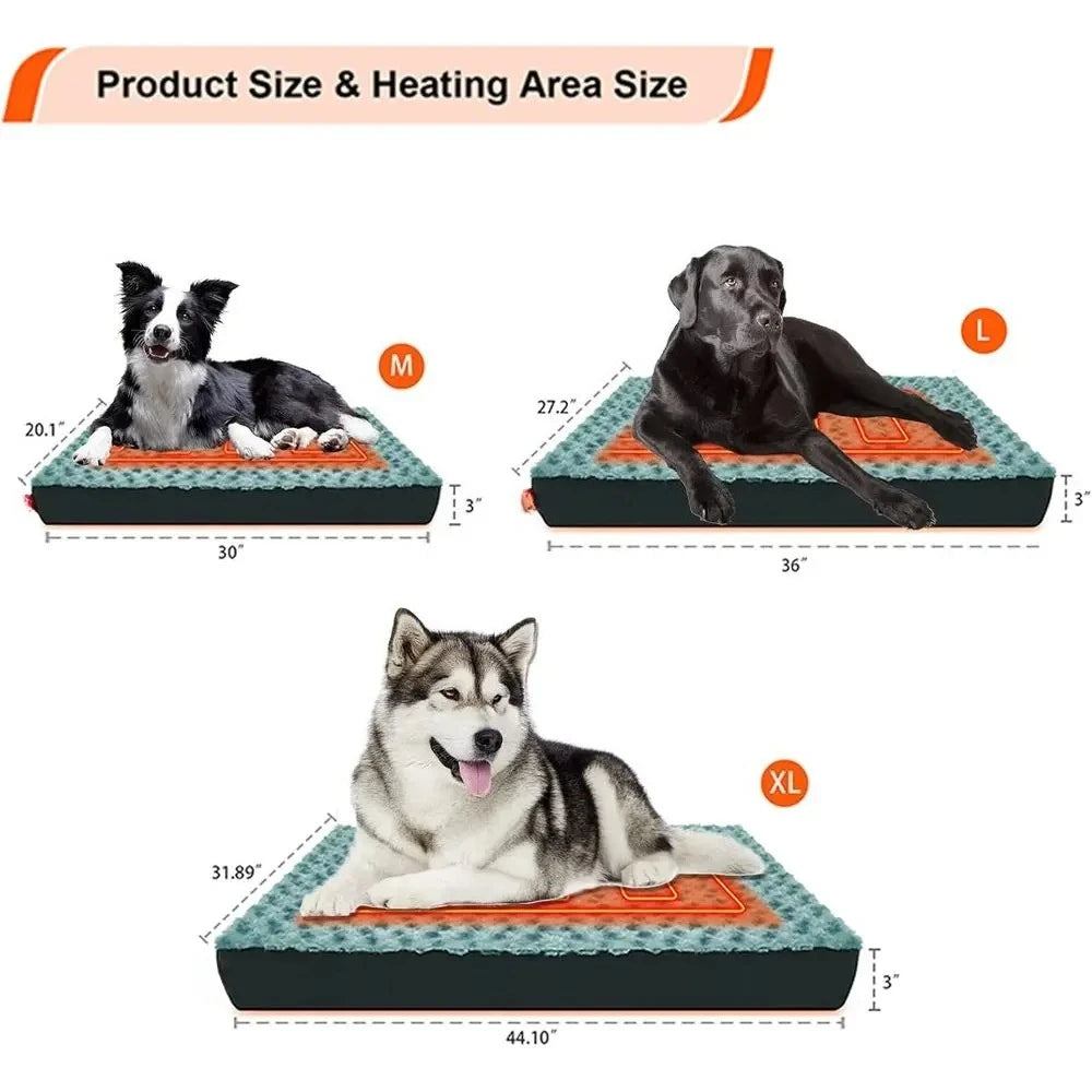 Heated Orthopedic Dog Bed With Memory Foam And Safe Voltage