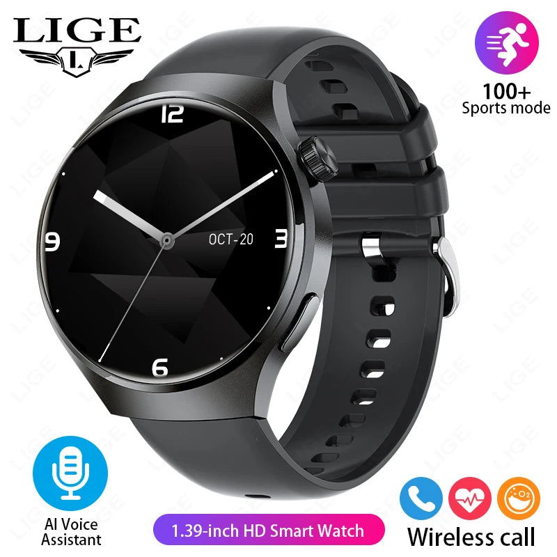 LIGE NFC Smart Watch Men GPS IP68 Bluetooth Call Monitor