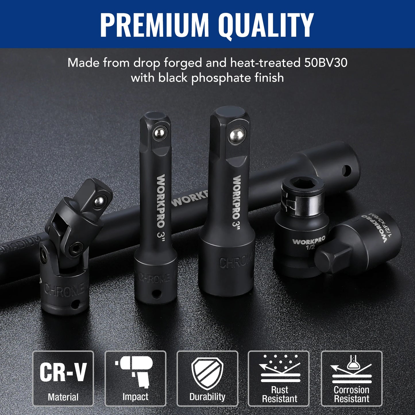 WORKPRO 18Piece Drive Tool Accessory Set with Sockets and Joints