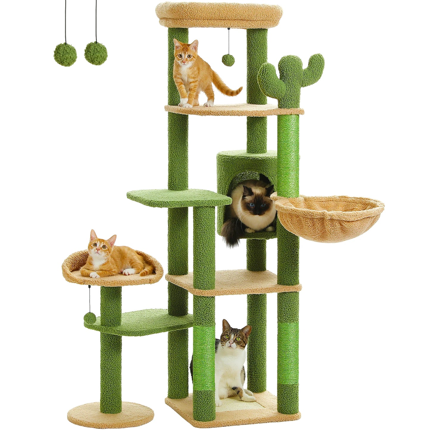 PEQULTICN 5-Tier Cat Tree With Scratching Posts And Hammock