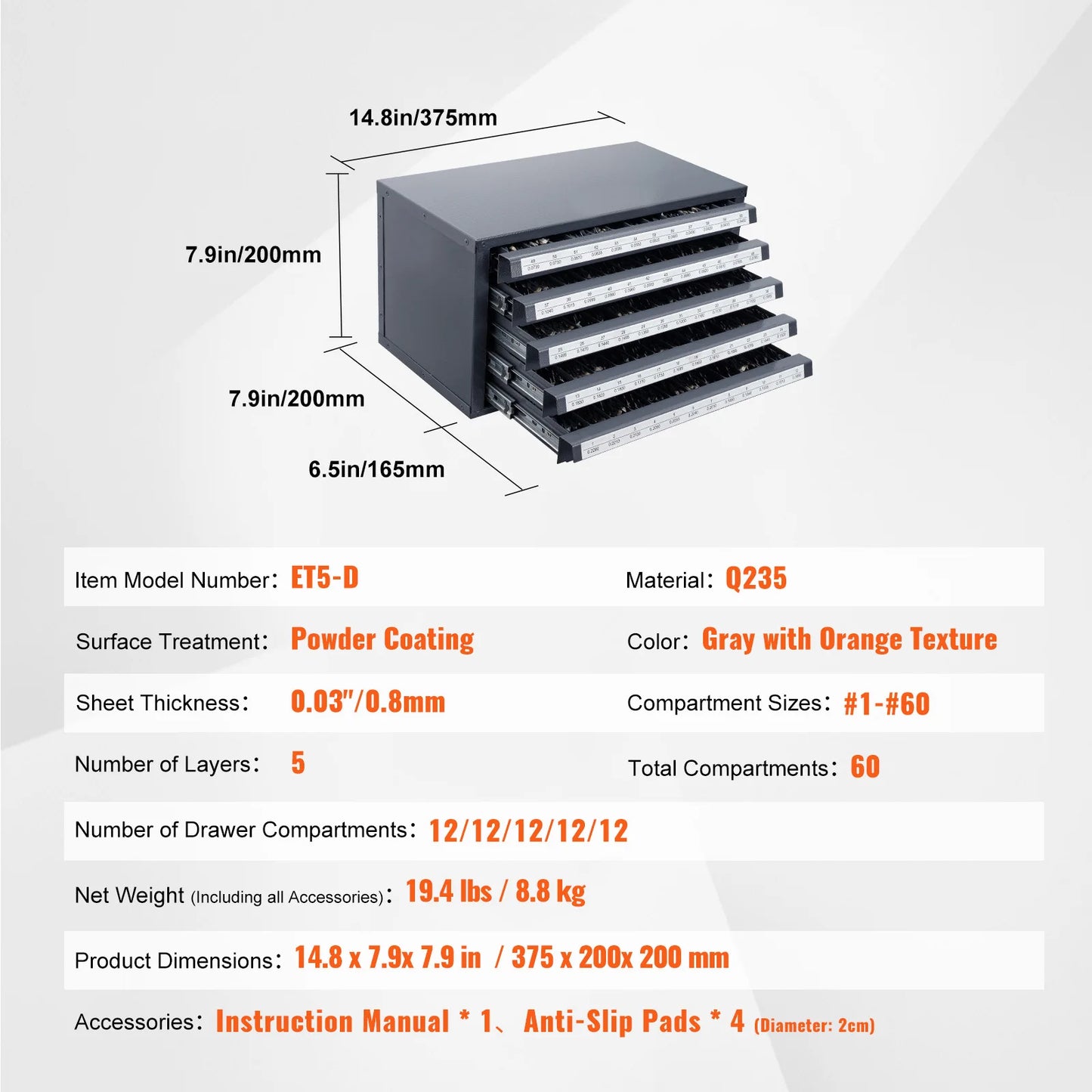 SucceBuy Drill Bit Dispenser Cabinet Three Drawer Storage Organizer