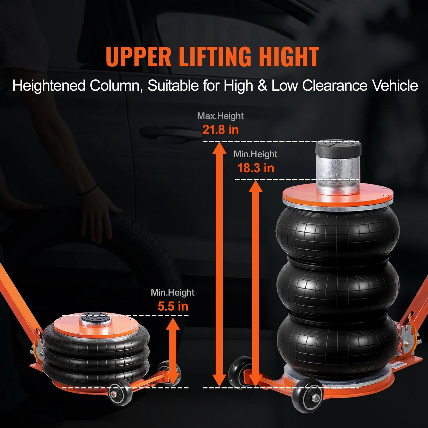 Succebuy Pneumatic Air Jack With Heightened Column And Rubber Pad