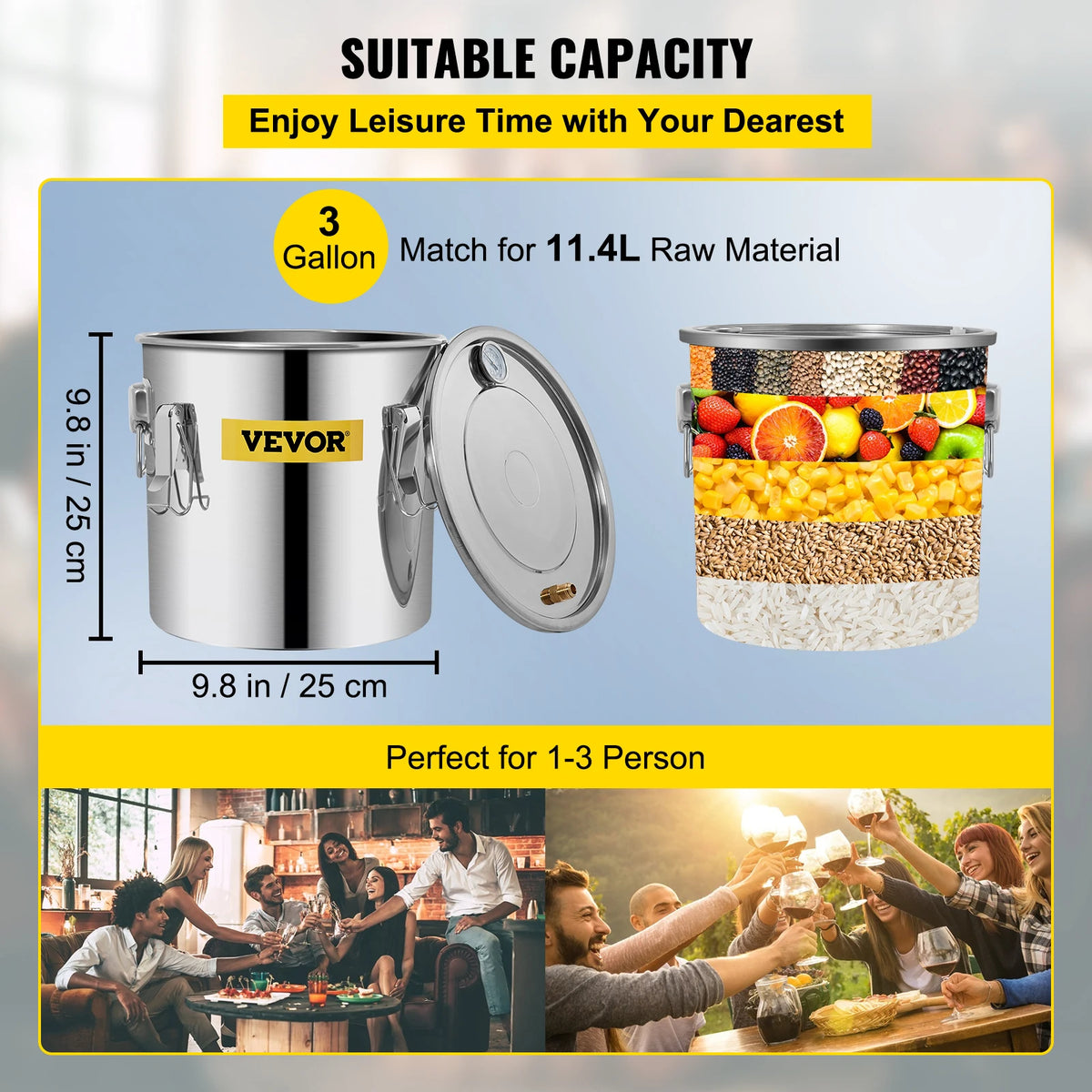 SucceBuy Stainless Steel Home Brewing Alcohol Distiller Still