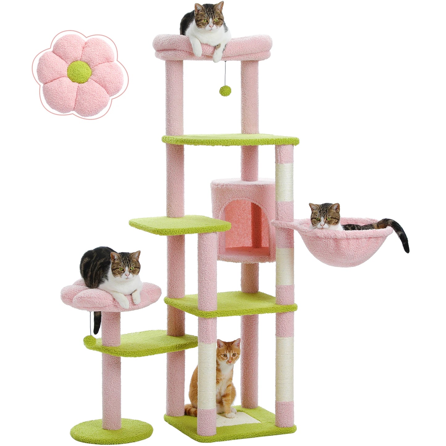 PEQULTICN 5-Tier Cat Tree With Scratching Posts And Hammock