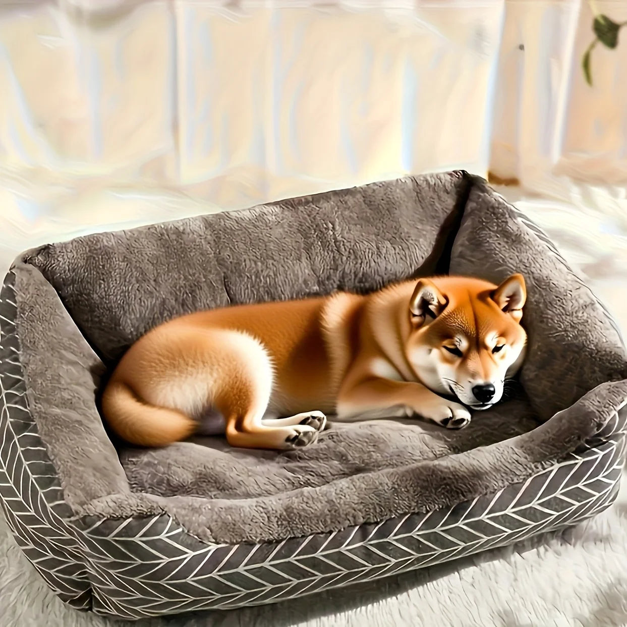 Nonecn Winter Warm Dog Soft Plush Round Pet Bed Lounge