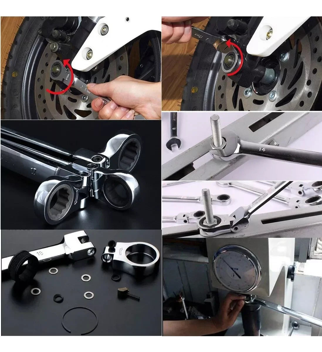 WOZOBUY Flex-Head Ratchet Wrench Set Cr-V Professional-Grade Durable Tools