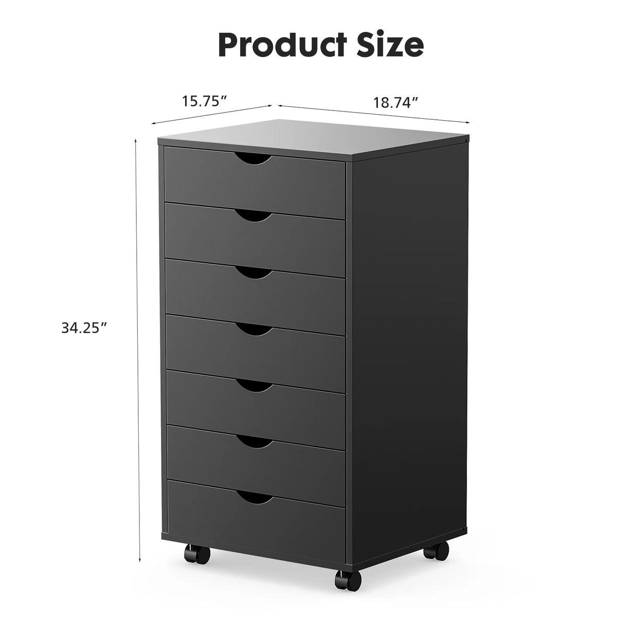JHK Rolling Storage Cabinet with Drawers for Bedroom and Office