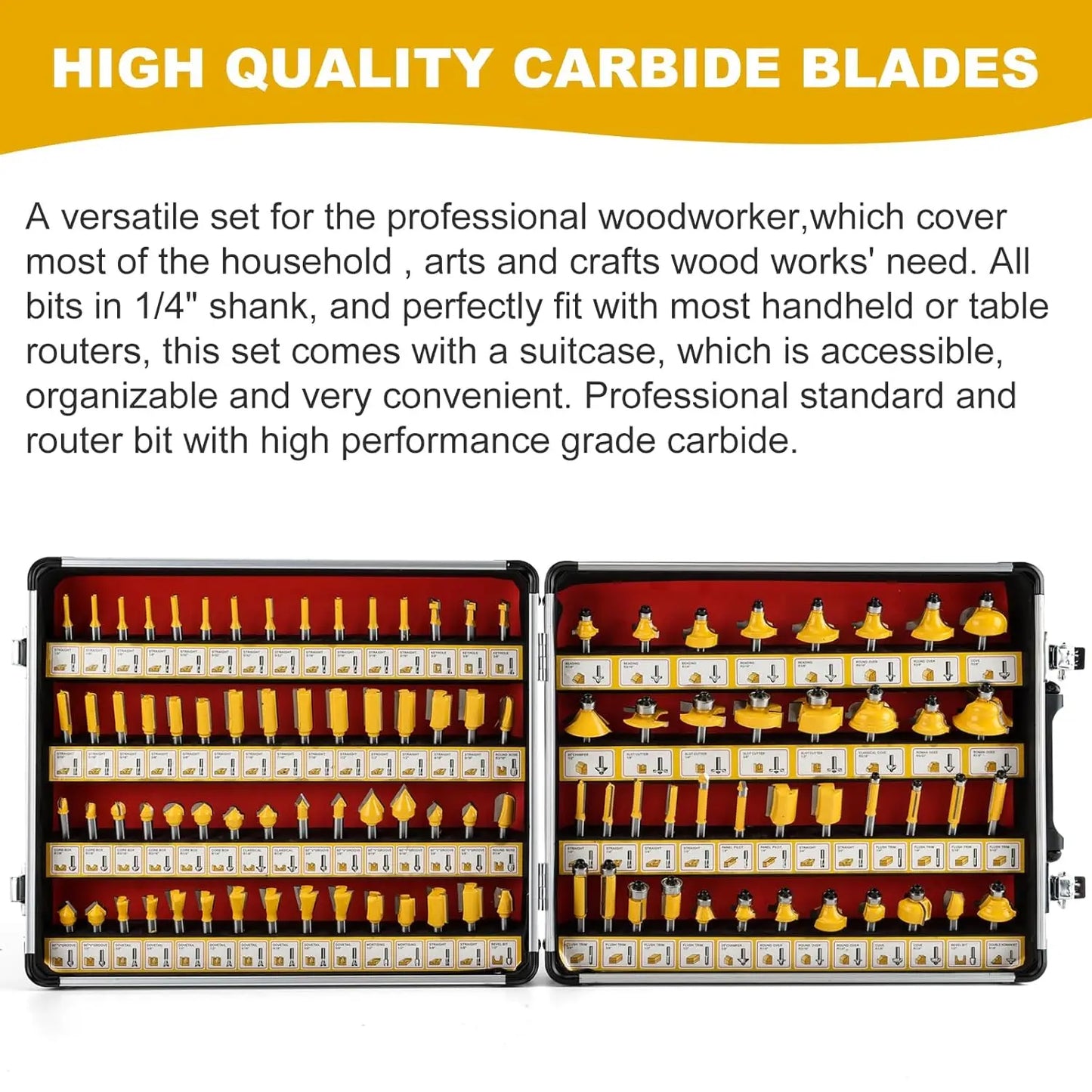 Allsome 100 Pieces Tungsten Carbide Woodworking Router Bit