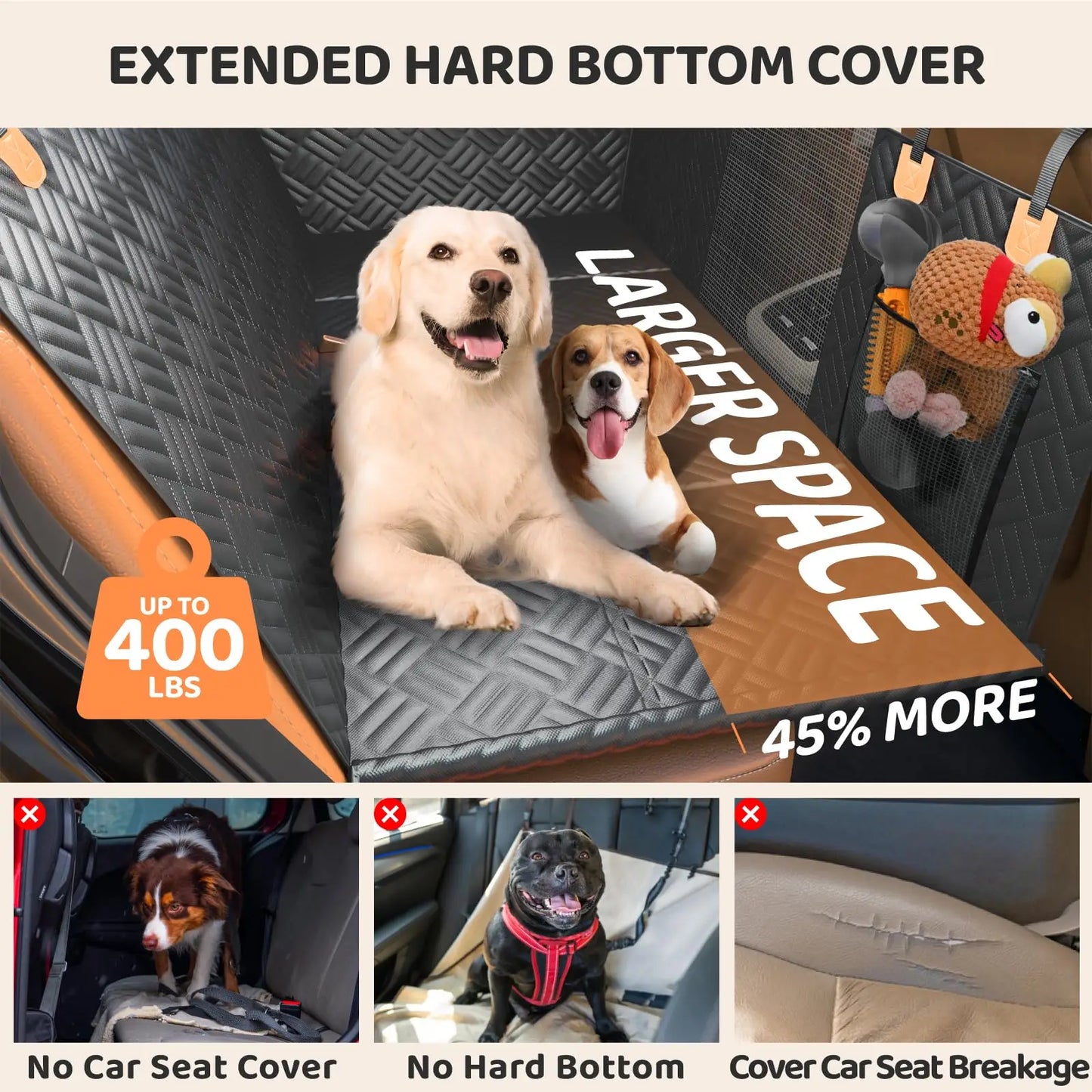 NONECN Dog Rear Seat Cover Hammock For Cars And SUVs