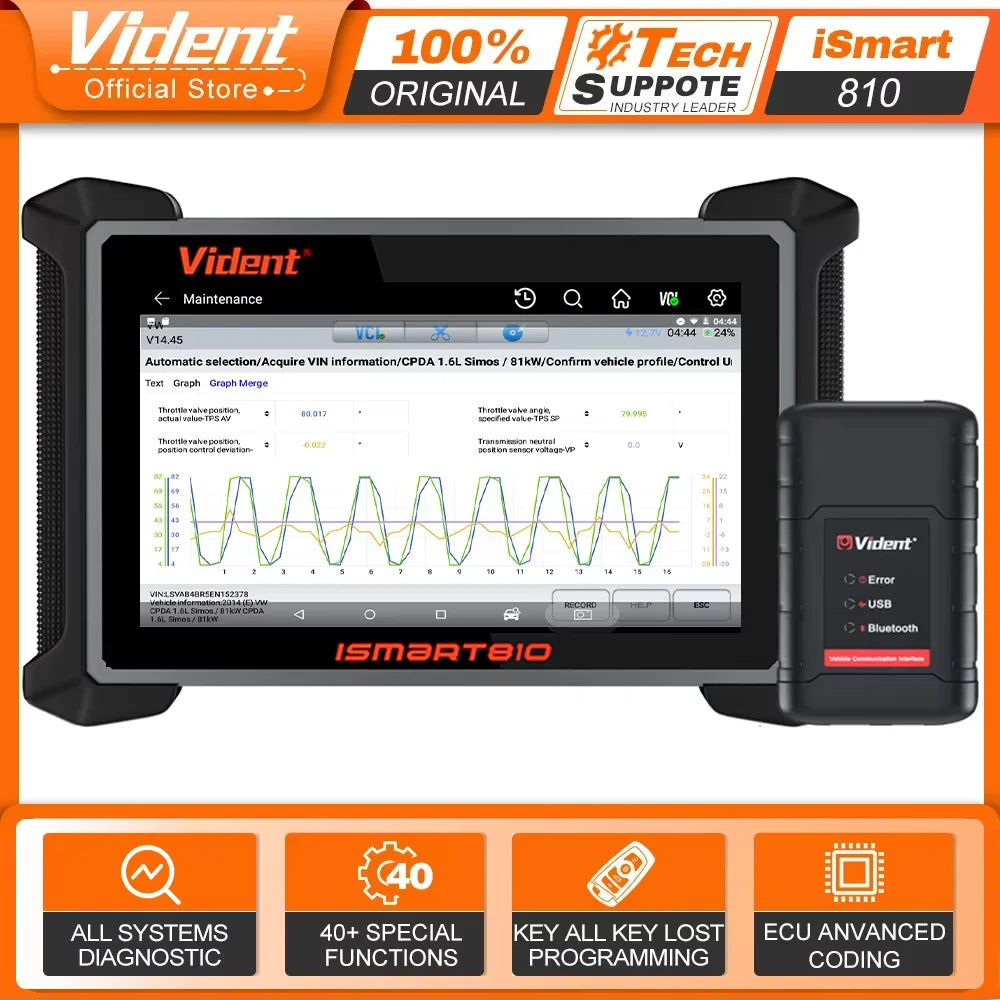 VIDENT ISmart810 Car Diagnostic Tool Bidirectional Scan ECU Coding