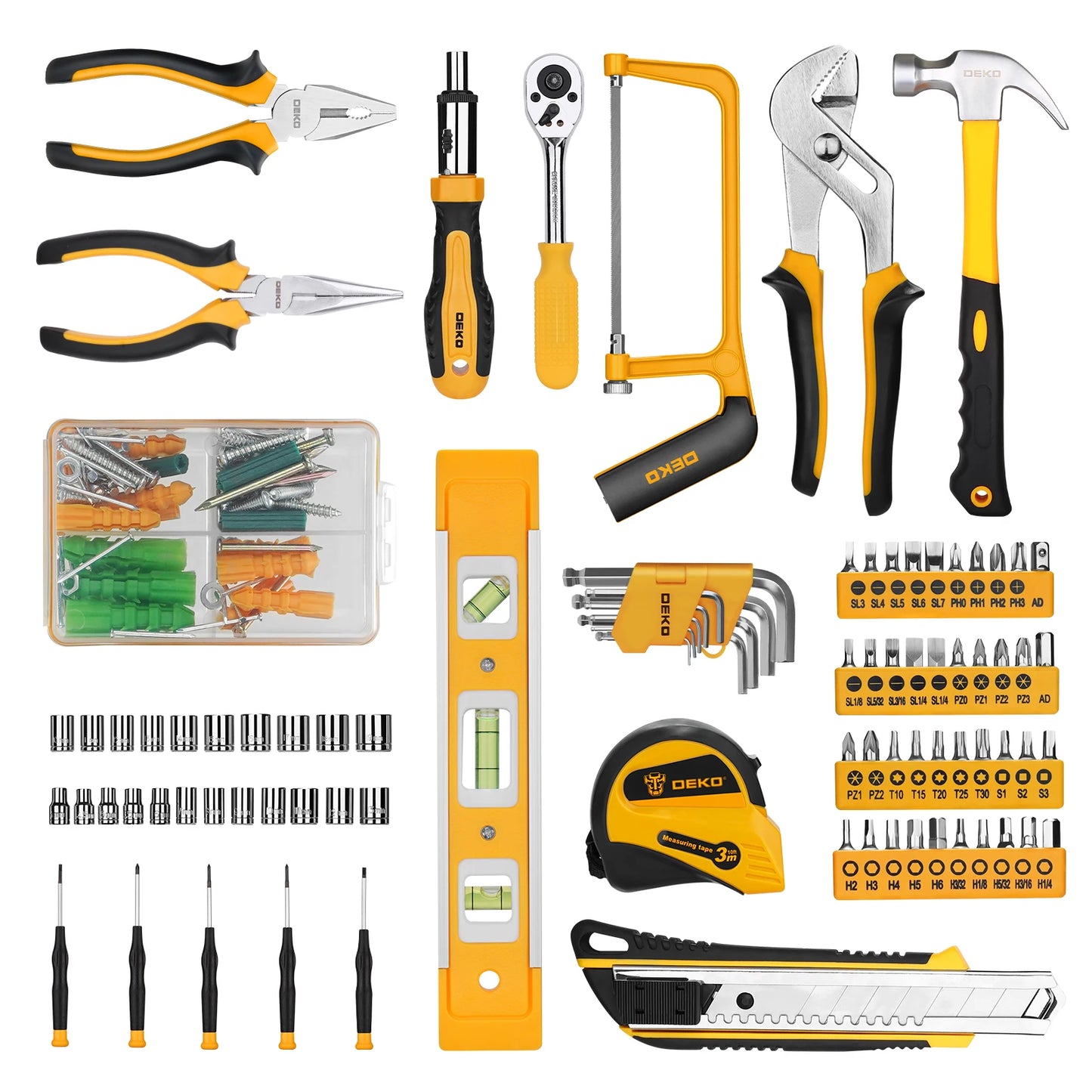 DEKOPRO 228 Piece Socket Wrench Auto Repair Tool Set Toolbox