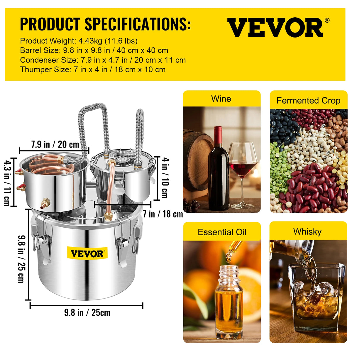 SucceBuy Stainless Steel Home Brewing Alcohol Distiller Still