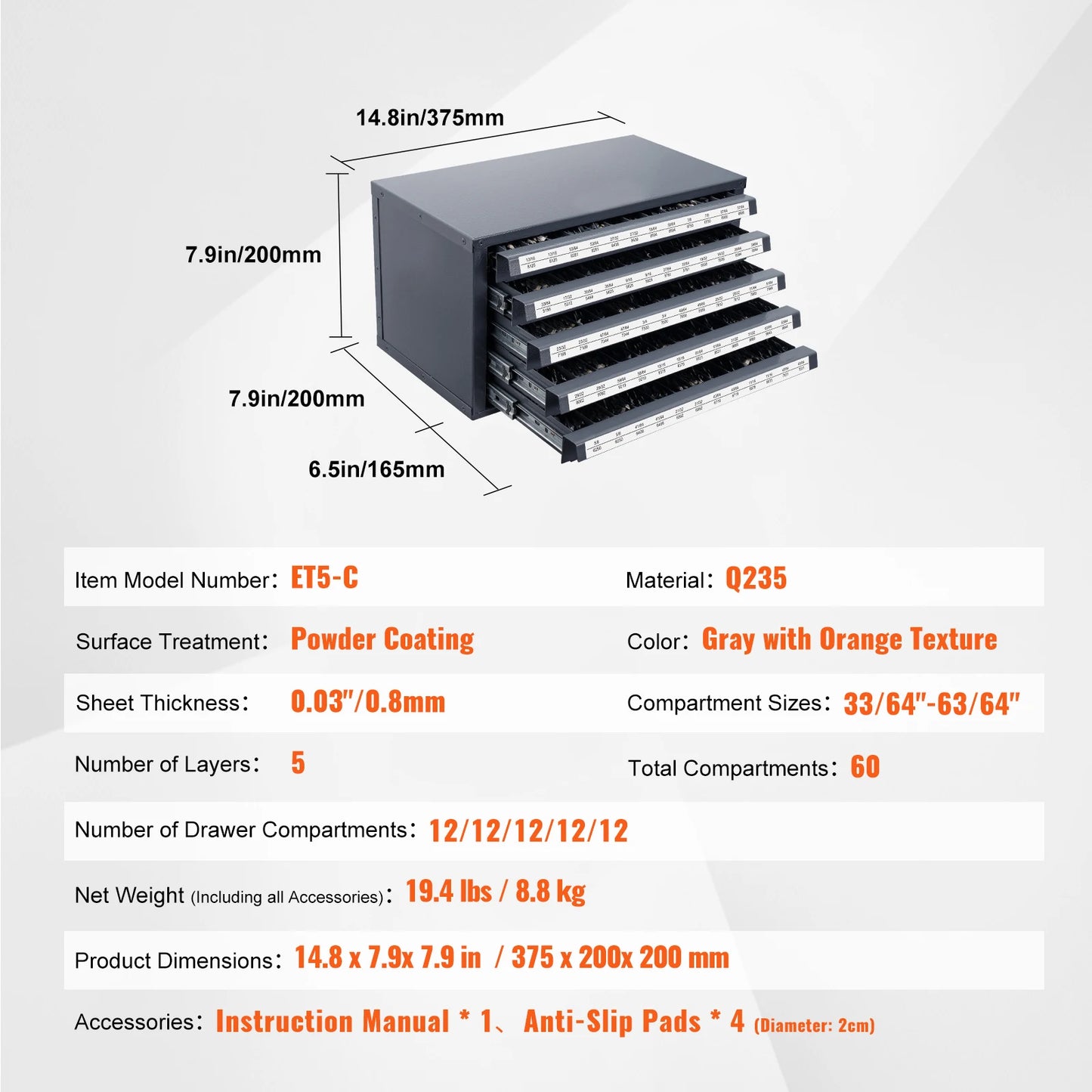 SucceBuy Drill Bit Dispenser Cabinet Three Drawer Storage Organizer