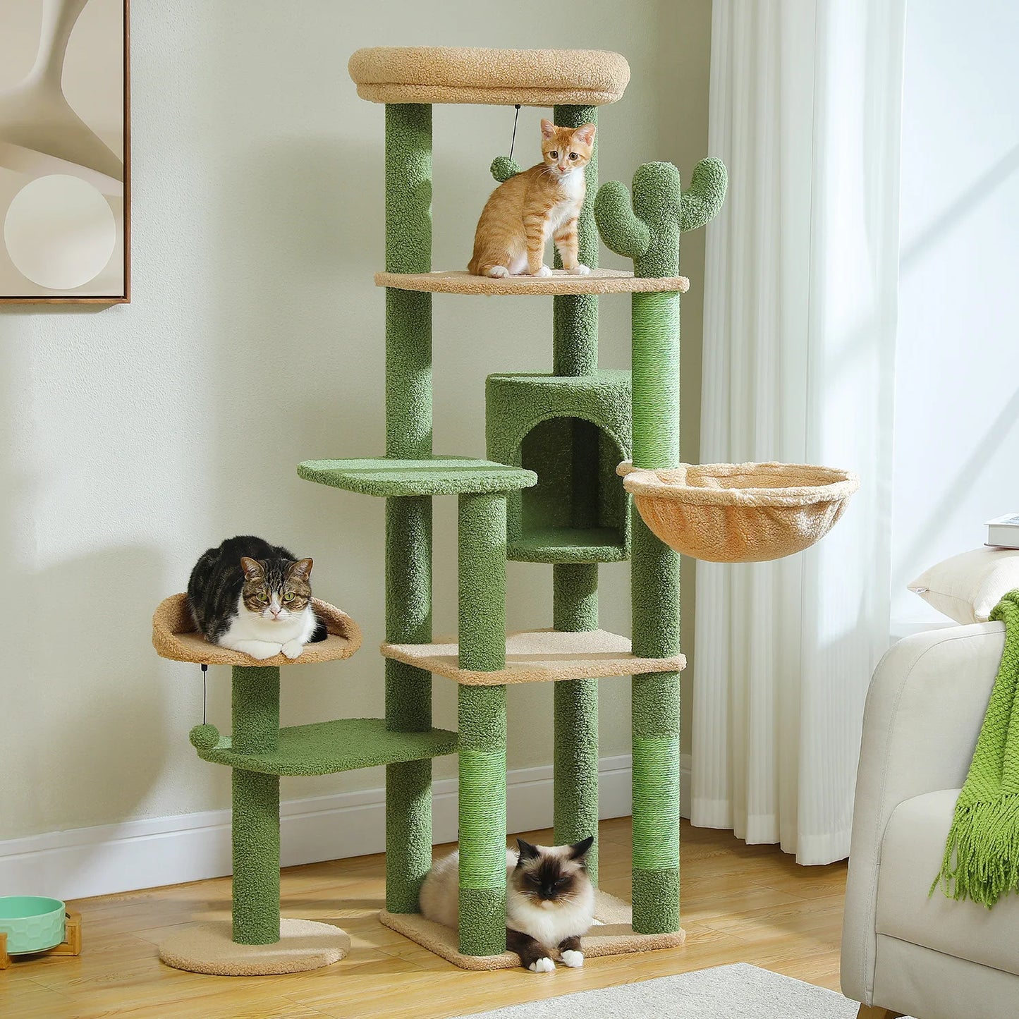 PEQULTICN 5-Tier Cat Tree With Scratching Posts And Hammock