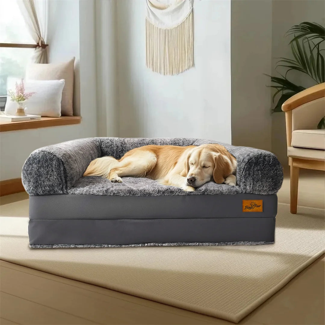 BINGOPAWCN Foldable Dog Bed Orthopedic Plush Cover