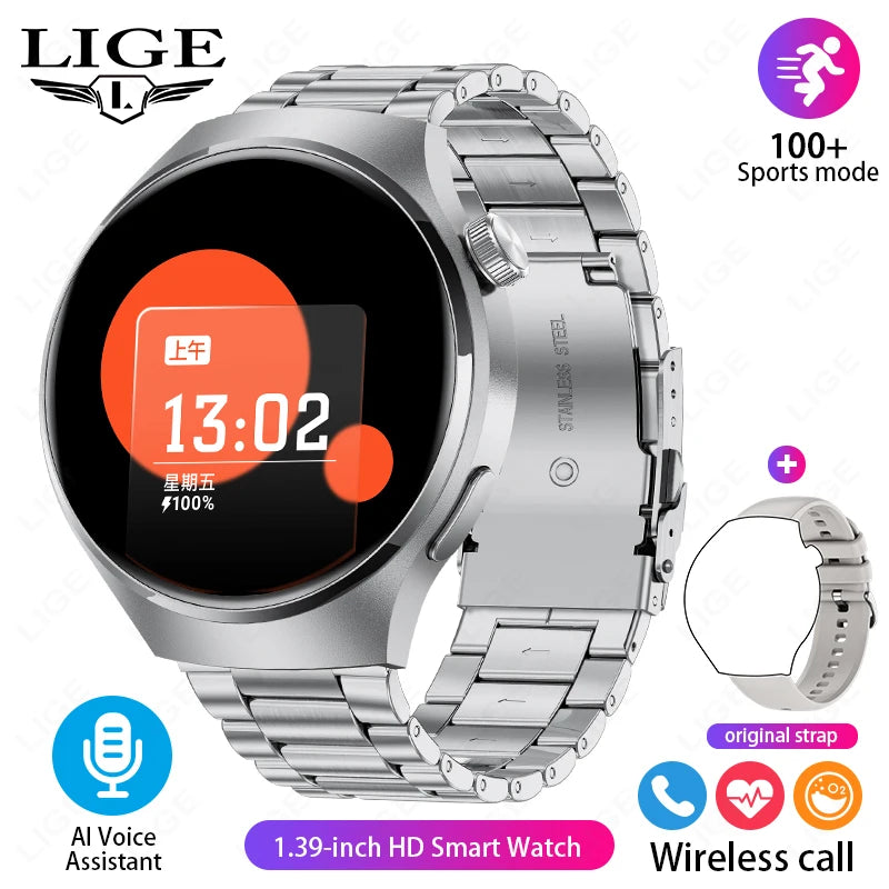 LIGE NFC Smart Watch Men GPS IP68 Bluetooth Call Monitor