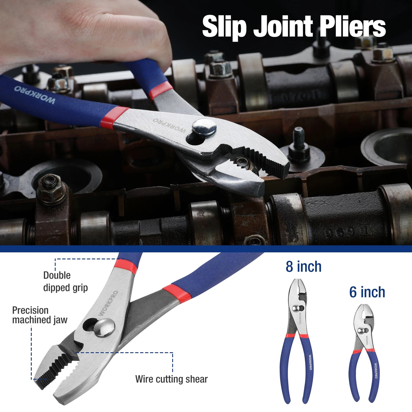 WORKPRO 7 Piece Pliers Set Joint Long Nose Slip Joint Linesman Diagonal DIY