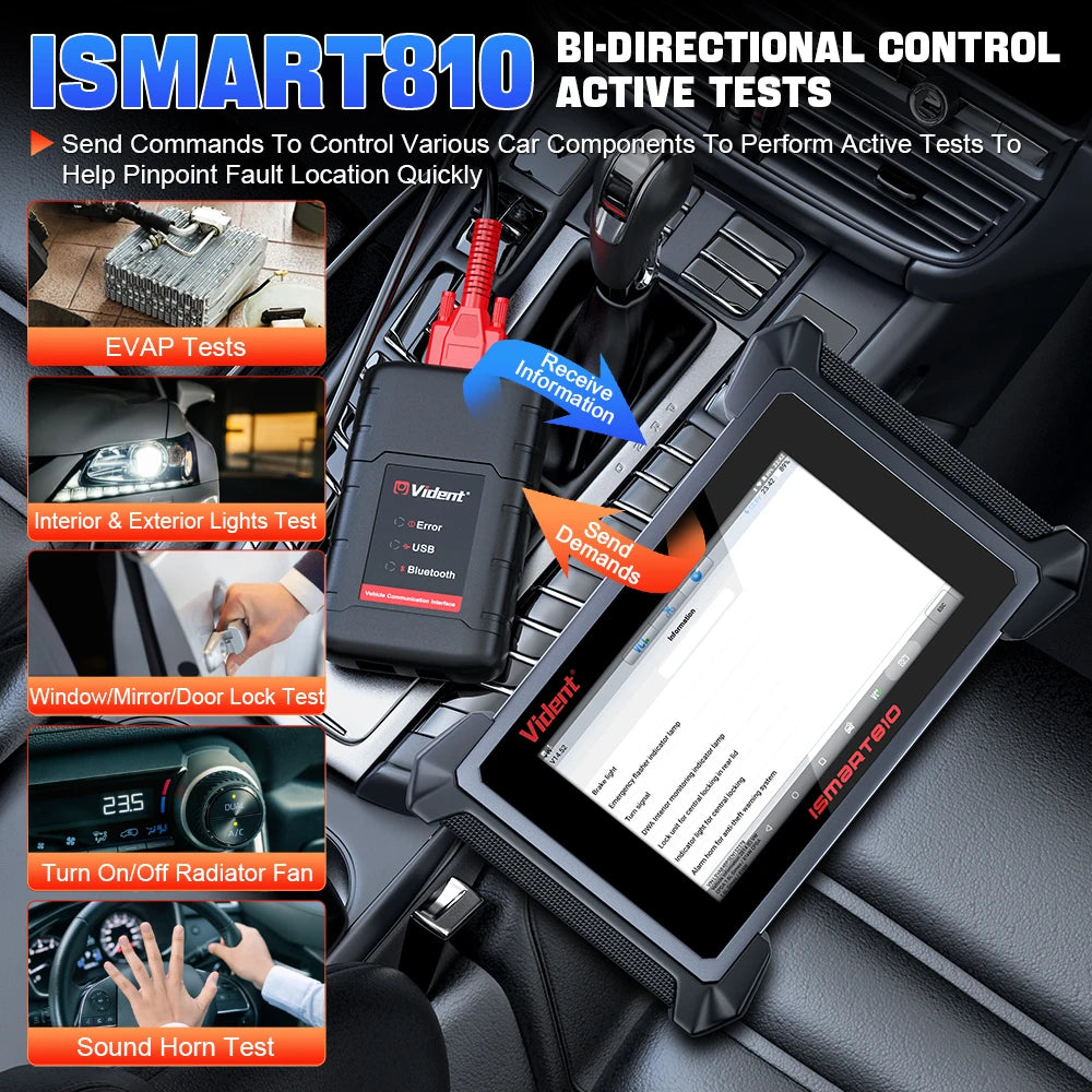 VIDENT ISmart810 Car Diagnostic Tool Bidirectional Scan ECU Coding