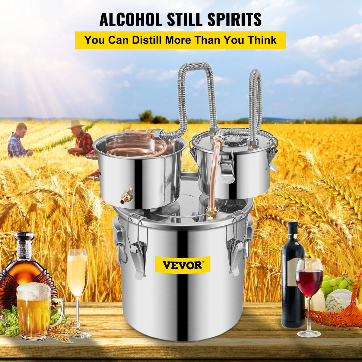 SucceBuy Stainless Steel Home Brewing Alcohol Distiller Still