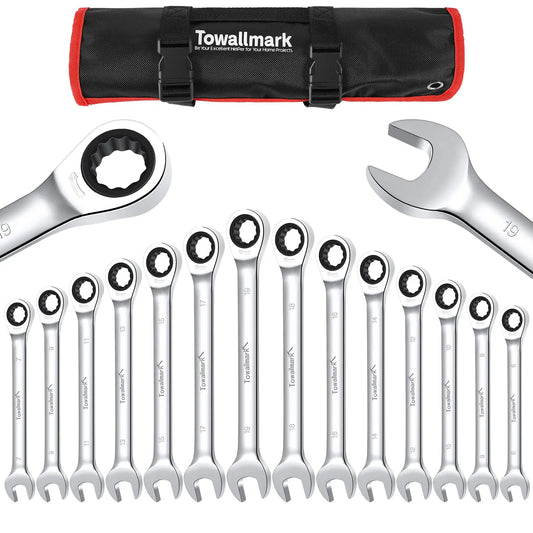 HiMISS Chrome Vanadium Metric Ratcheting Wrench Set
