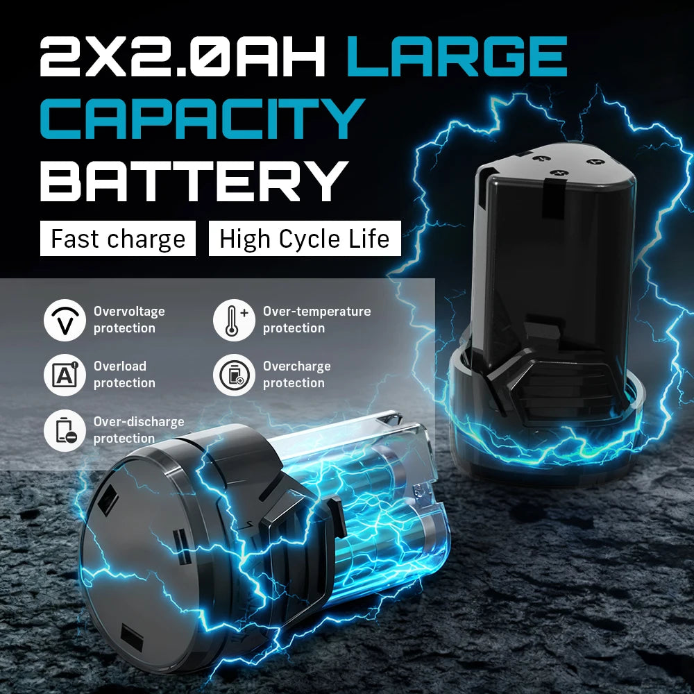 Seesii Cordless 12V Ratchet Wrench 55Nm With Dual Batteries