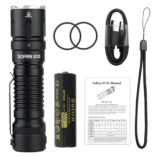 Sofirn SC33 XHP70.3 HI LED Flashlight 5200lm USB Rechargeable