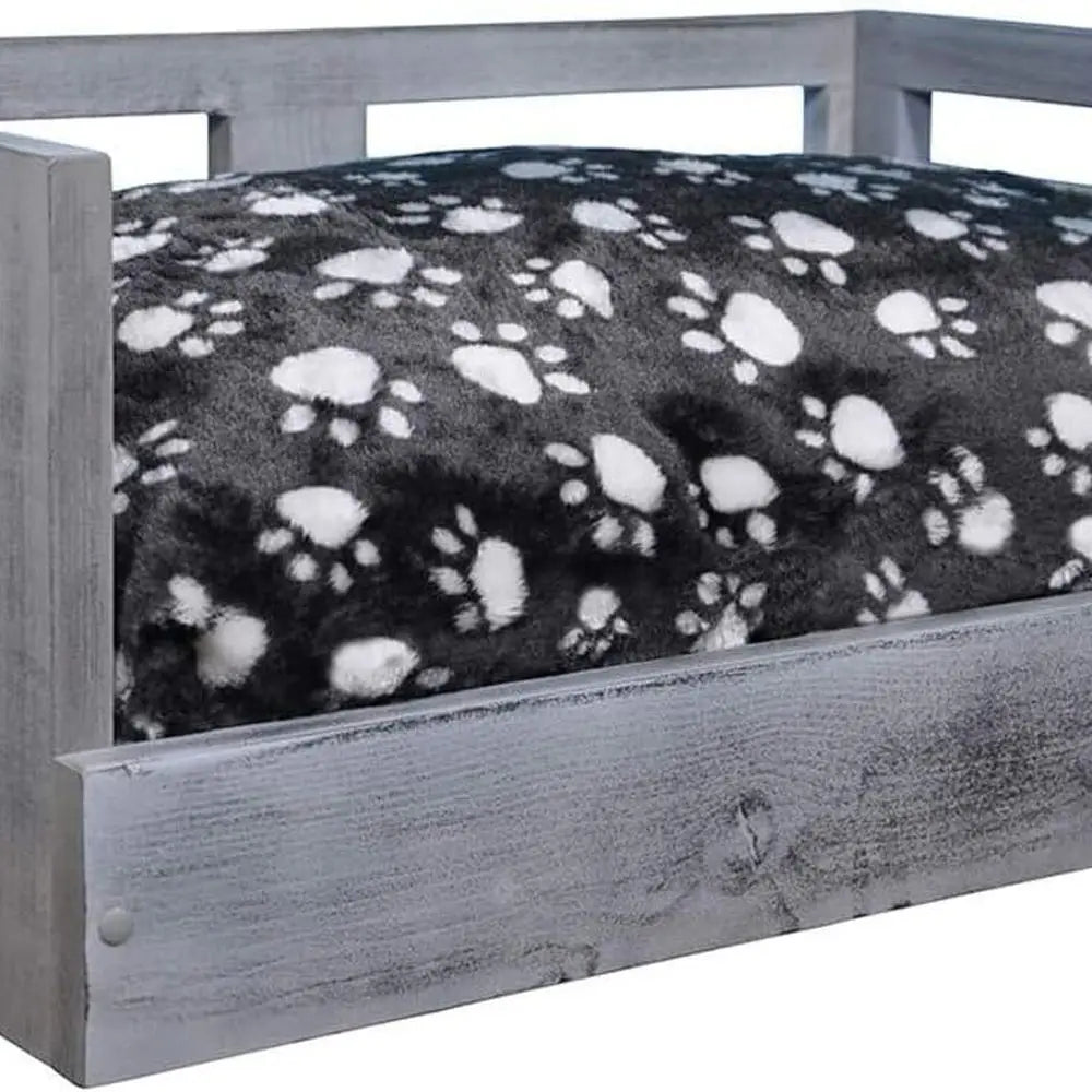Wooden Dog Bed With Cushion Pine Frame