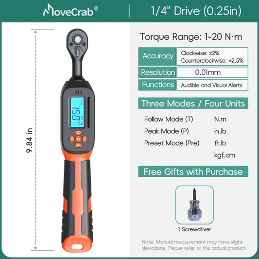 MoveCrab Digital Torque Wrench 1 To 340 Nm With LED