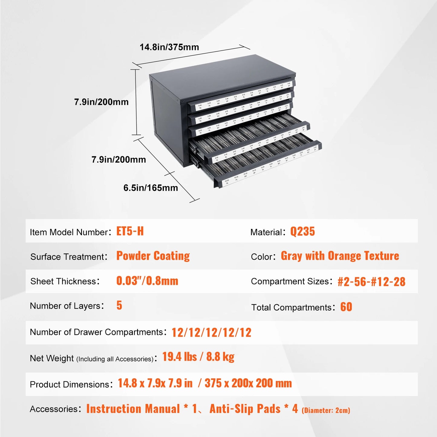 SucceBuy Drill Bit Dispenser Cabinet Three Drawer Storage Organizer